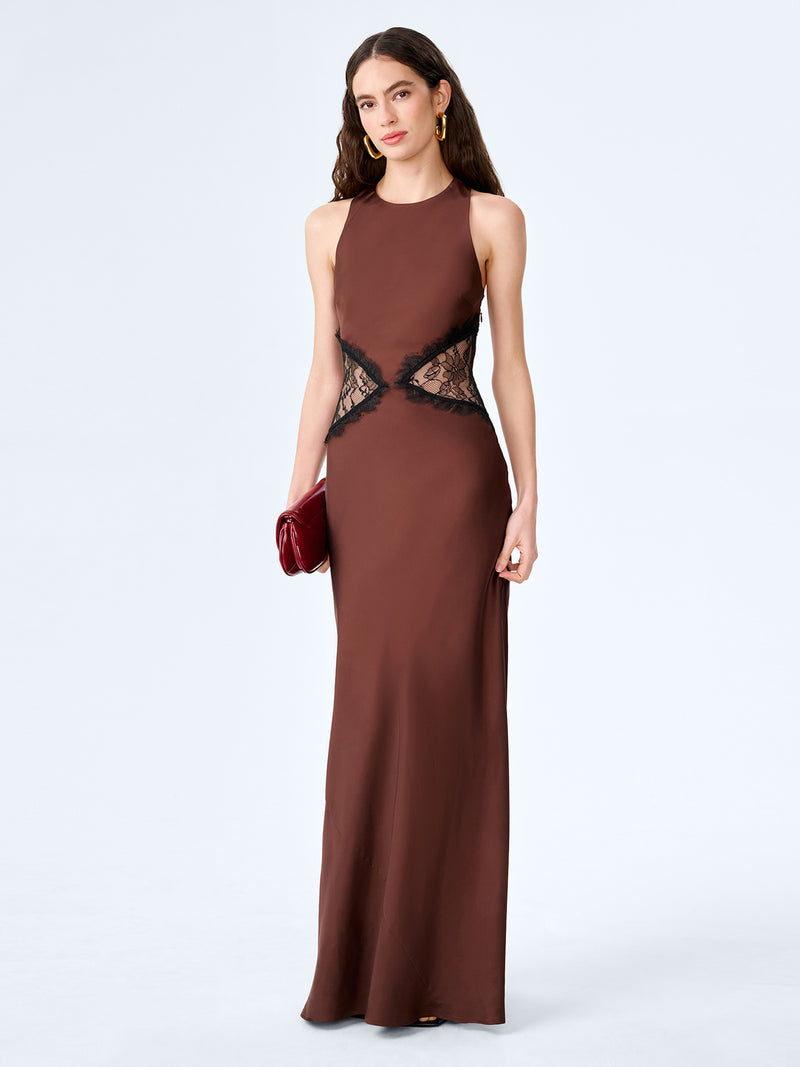 Andrea Dress in Chocolate / Black Lace