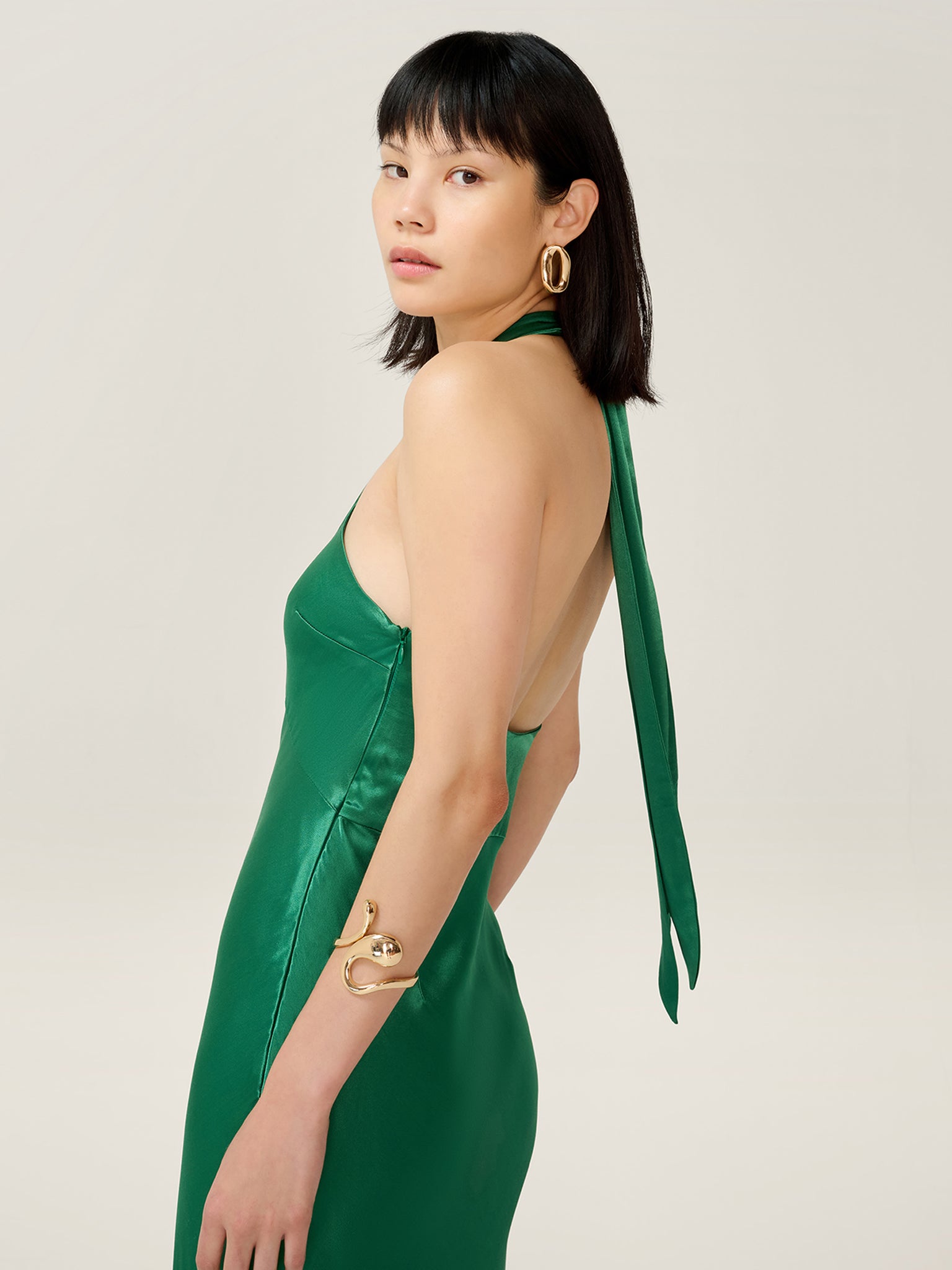 Arles Dress in Forest Green