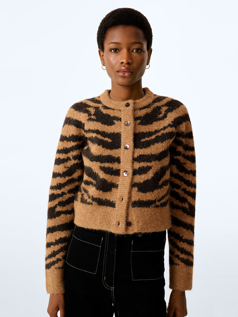 August Cardigan in Brown Animal