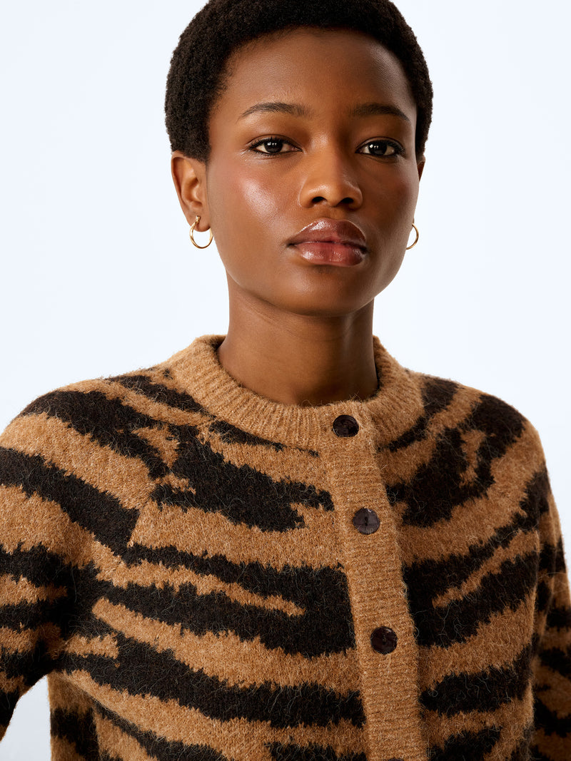 August Cardigan in Brown Animal