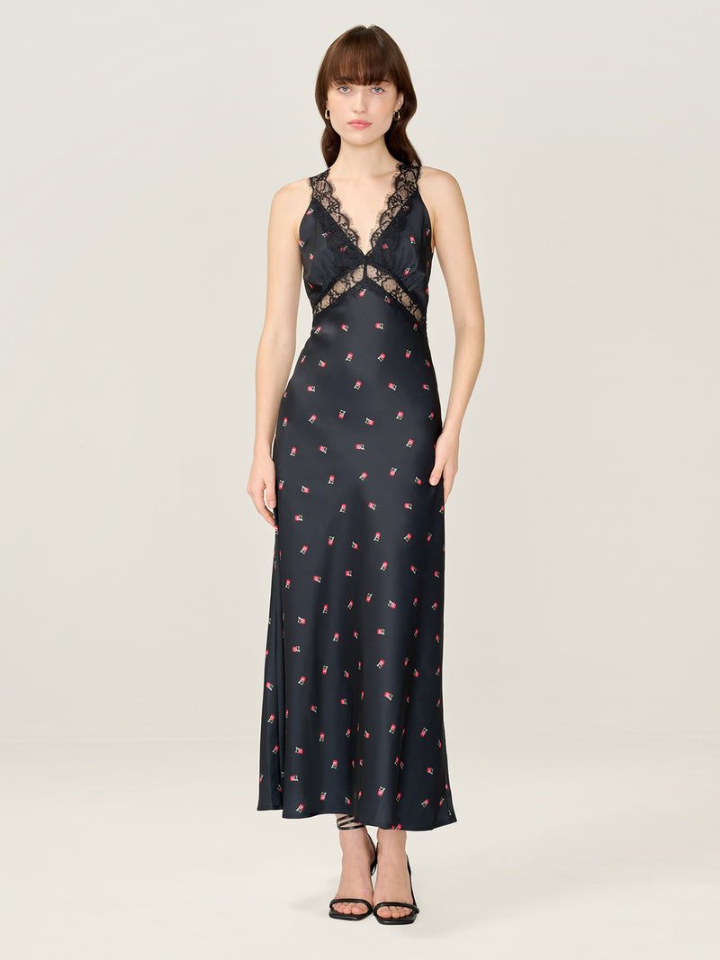 Aurelia Floral Dress in Black
