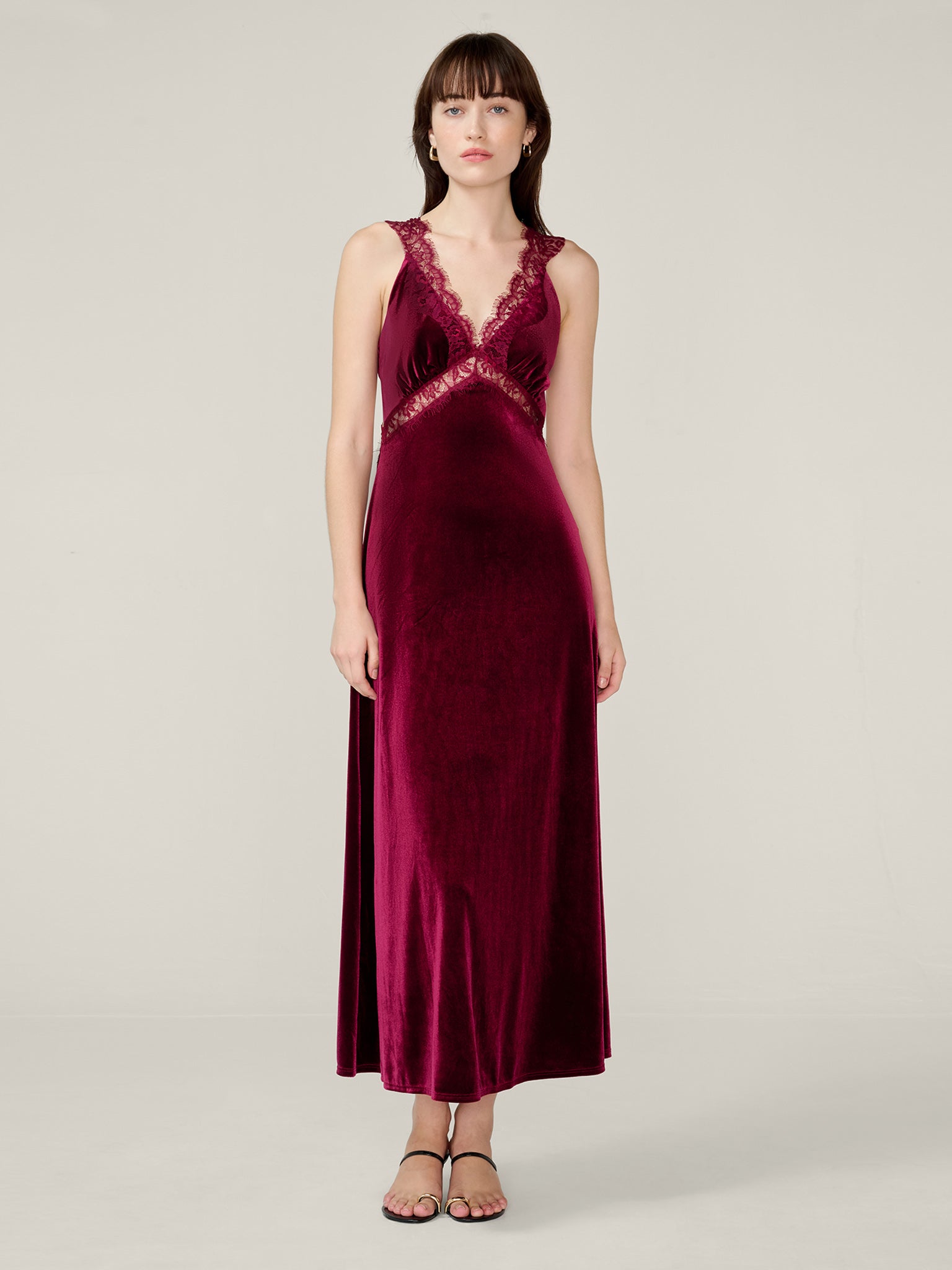 chinese dress ladies Lauren Elegance Velvet Lace-Up Back Evening Dress Xs/S / Navy