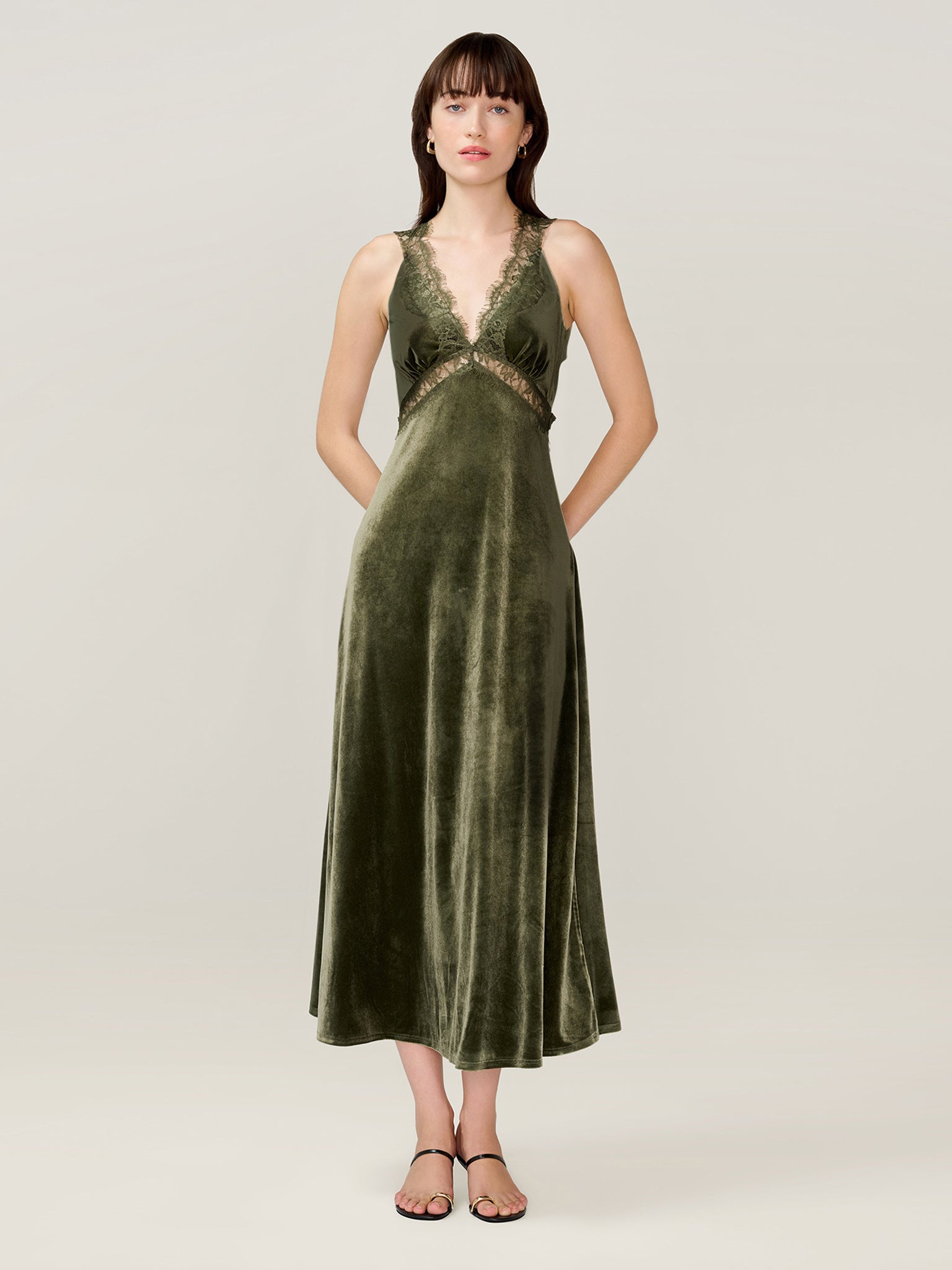 Aurelia Velvet Dress in Pear Green OMNES Ethical Affordable