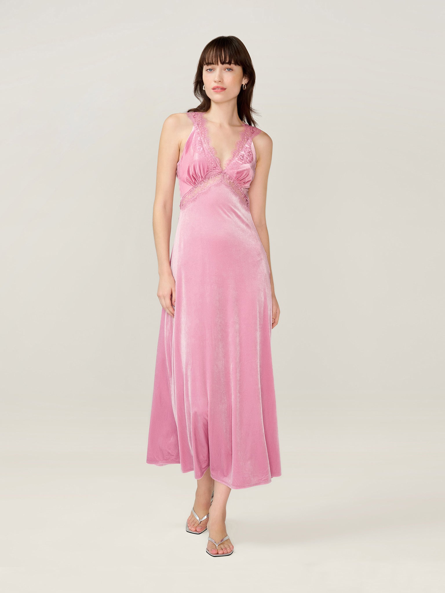 Aurelia Velvet Dress in Vintage Pink OMNES Ethical