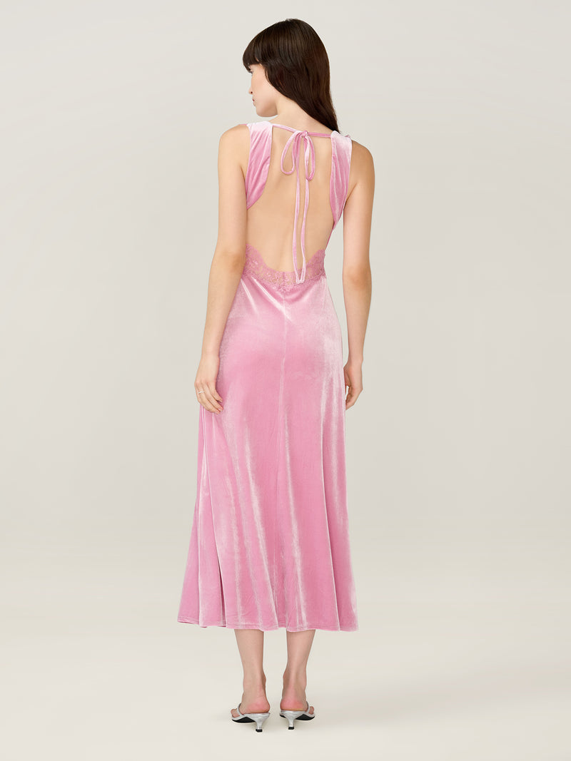 Aurelia Velvet Dress in Vintage Pink