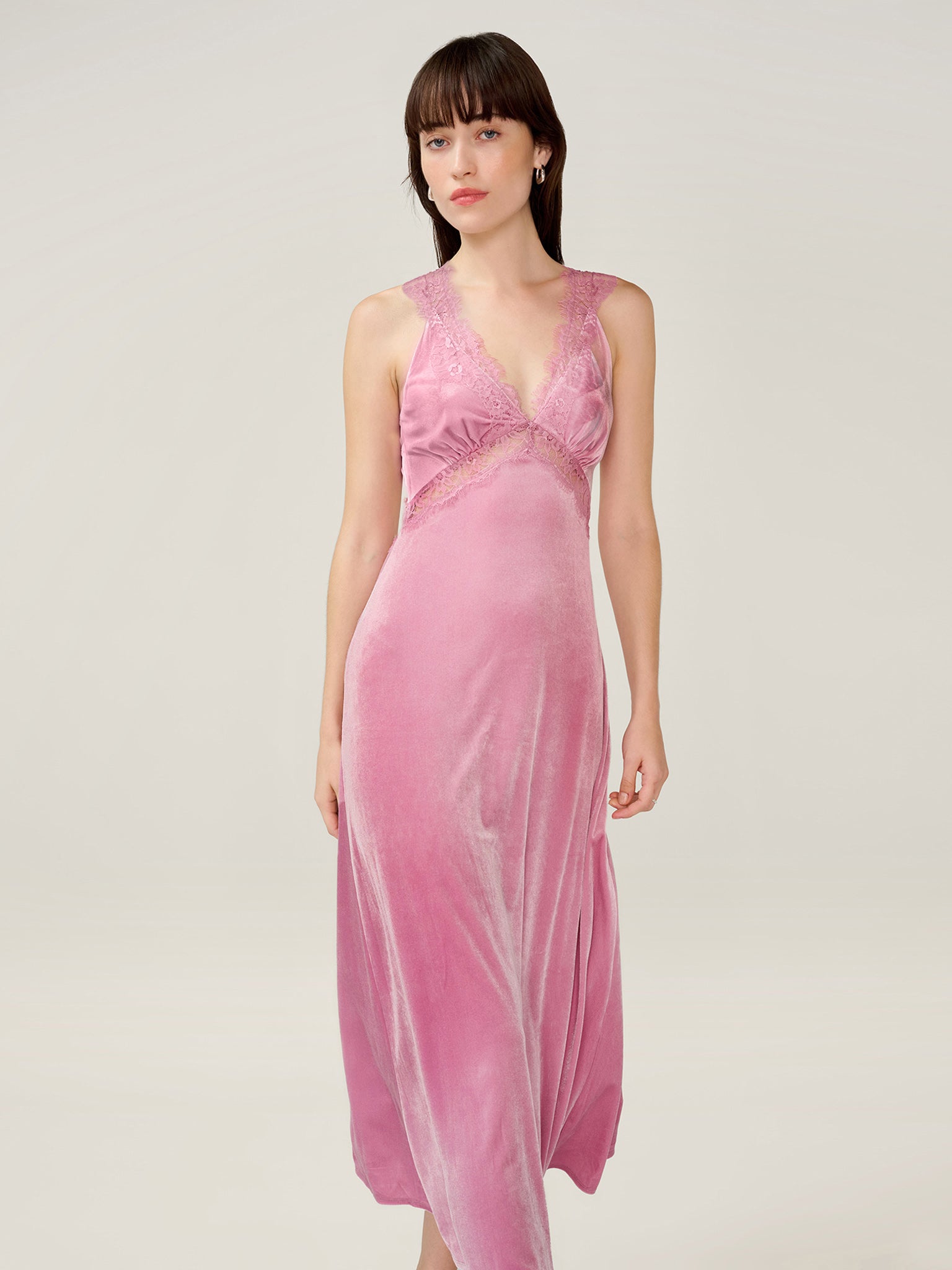 Aurelia Velvet Dress in Vintage Pink