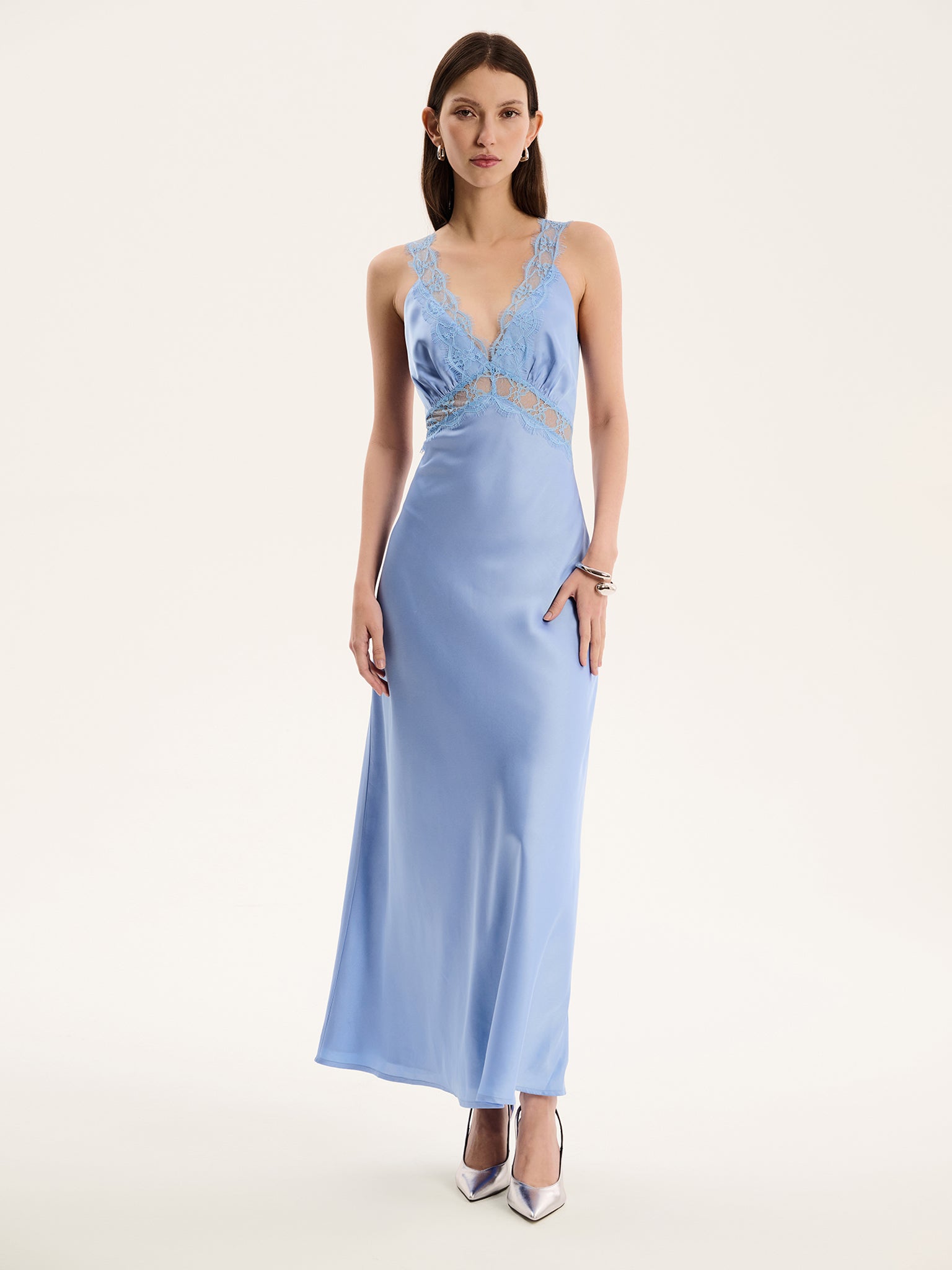 Aurelia Lace Trim Maxi Dress in Blue | OMNES | Ethical & Affordable Clothing | Shop Women's Dresses Aurelia Lace Trim Maxi Dress in Blue | OMNES | Ethical & Affordable Clothing | Shop Women's Dresses