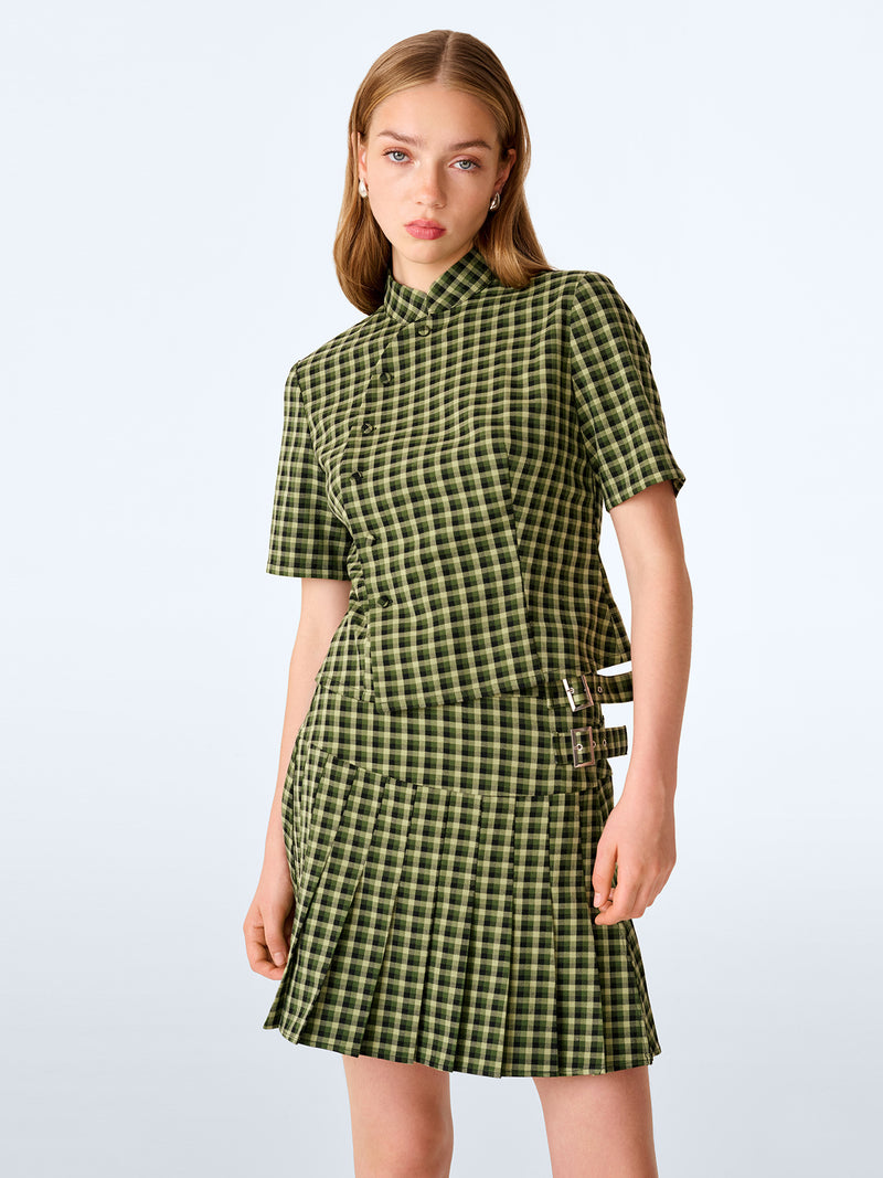 Beatrix Mini Kilt in Green Check