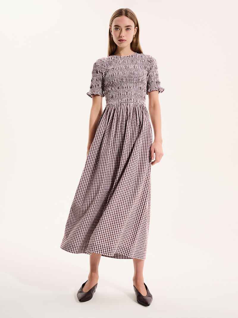 Becky Dress in Brown Gingham
