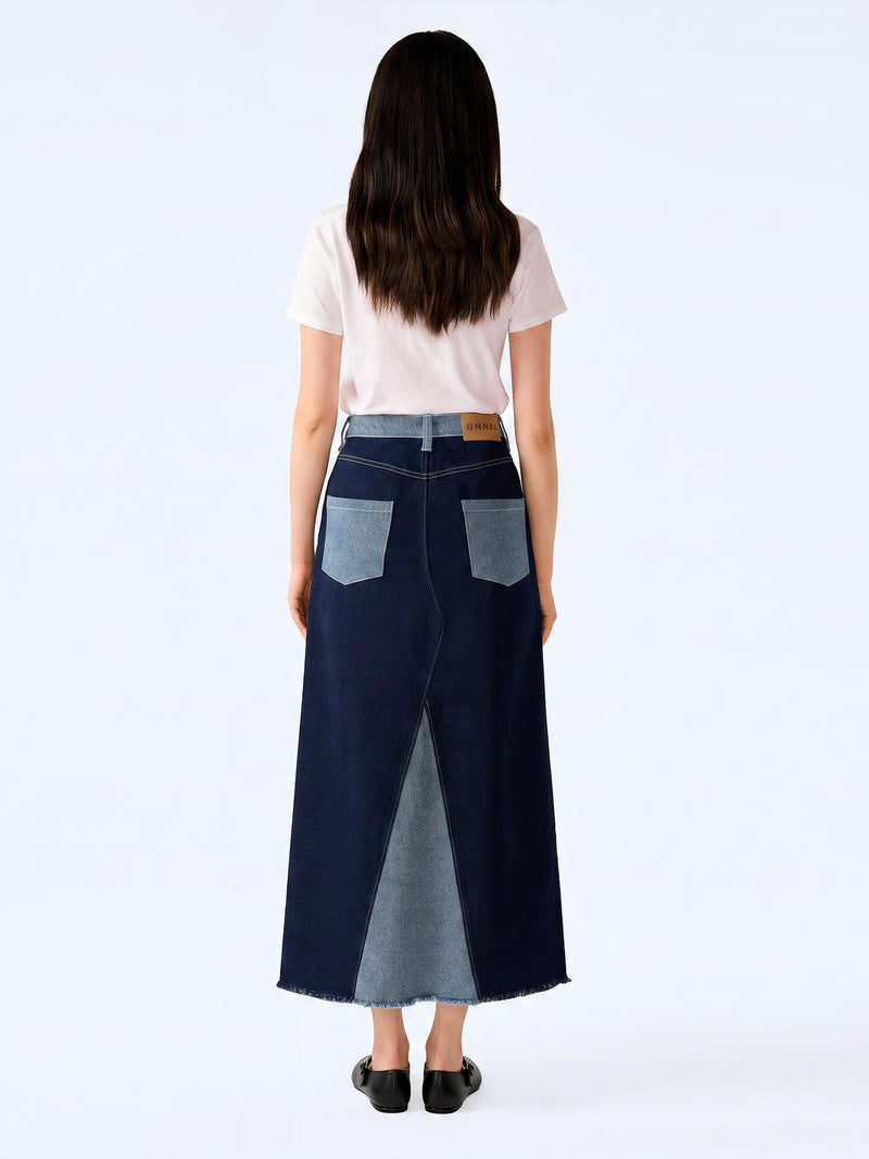 Benson Skirt in Indigo and Bleach