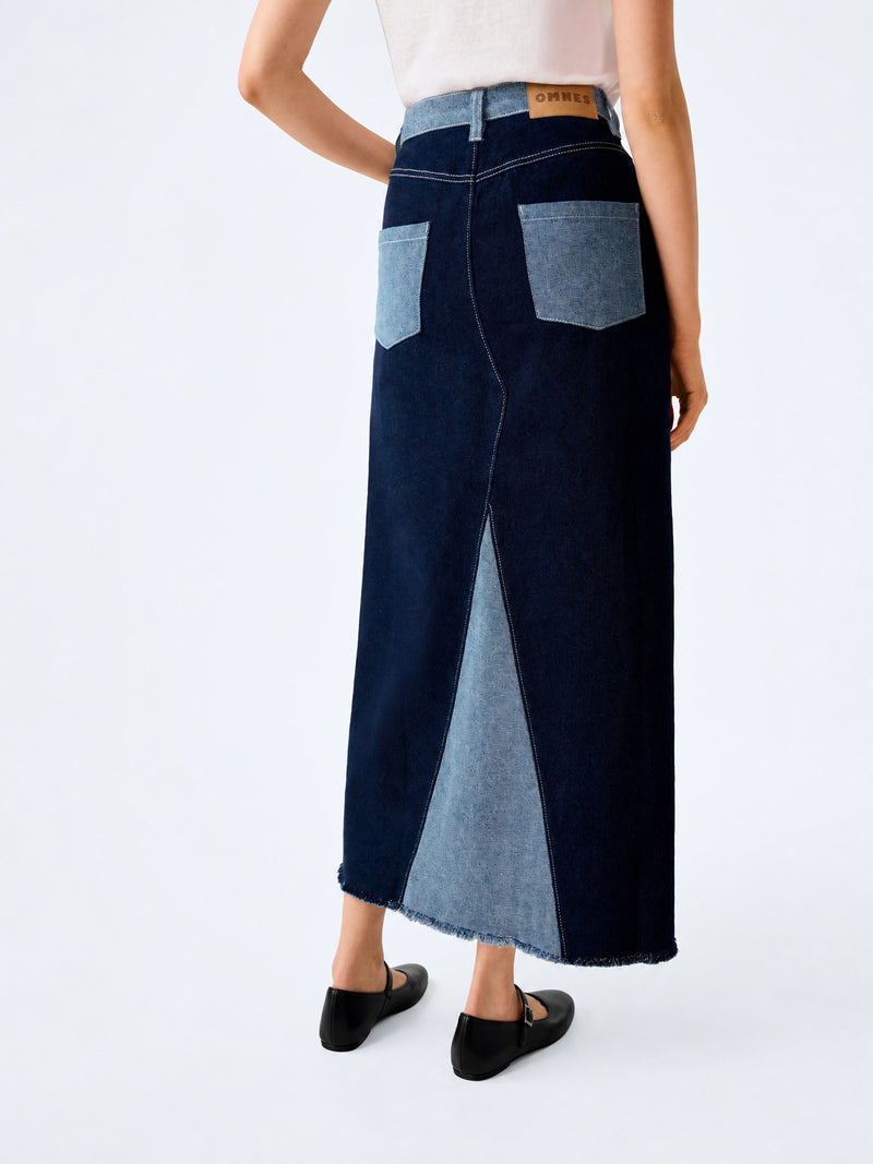 Benson Skirt in Indigo and Bleach