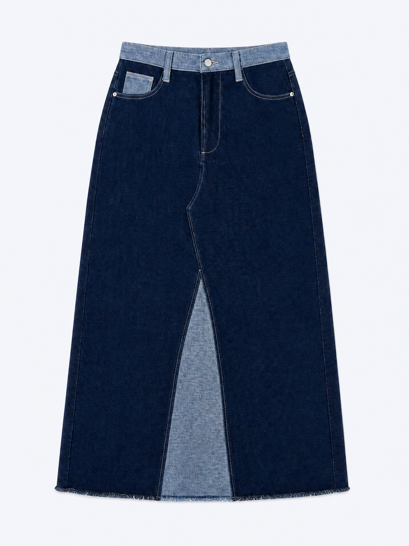 Benson Skirt in Indigo and Bleach