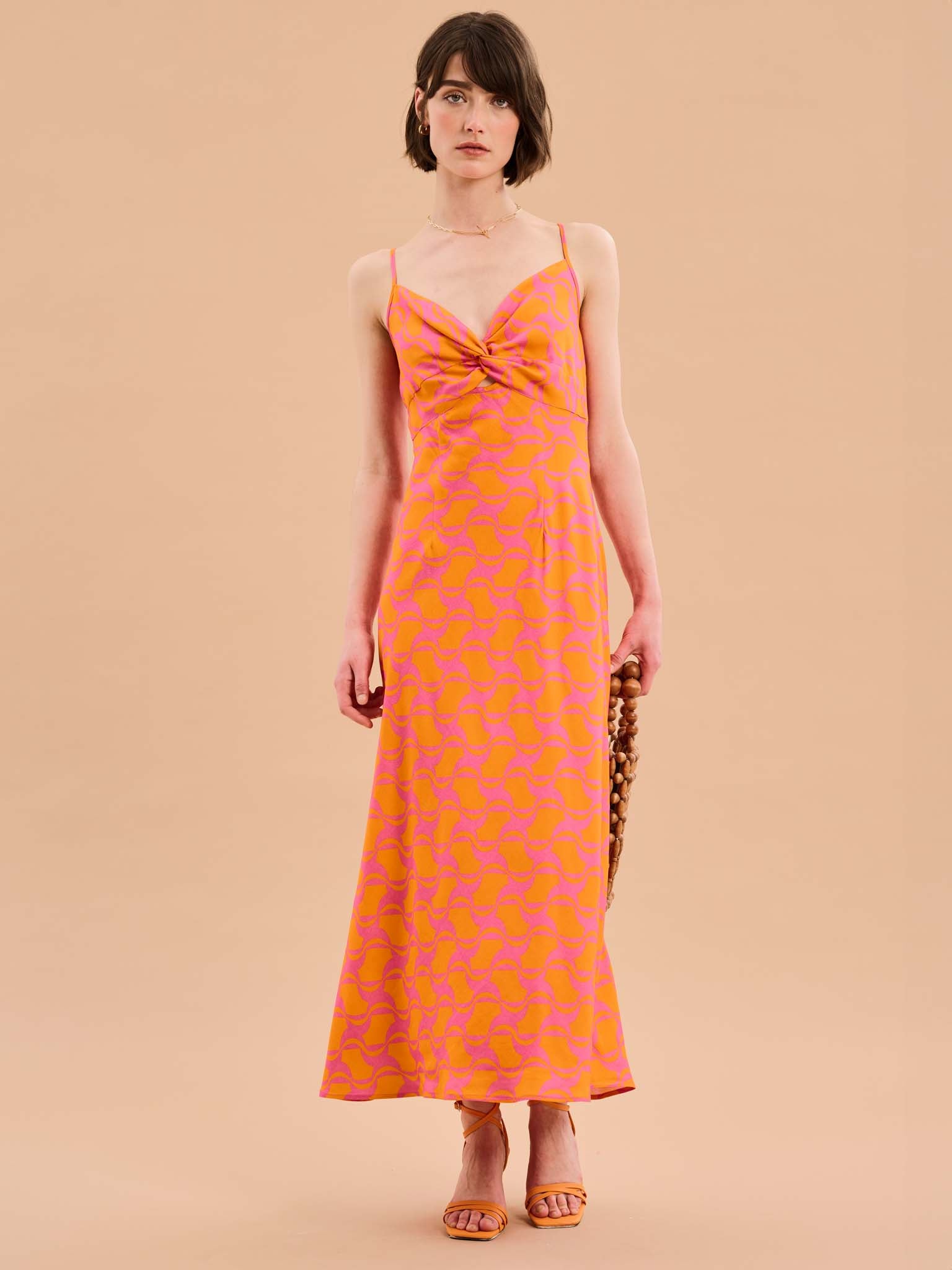 orange blossom dress Blossom Geo Print Strappy Dress