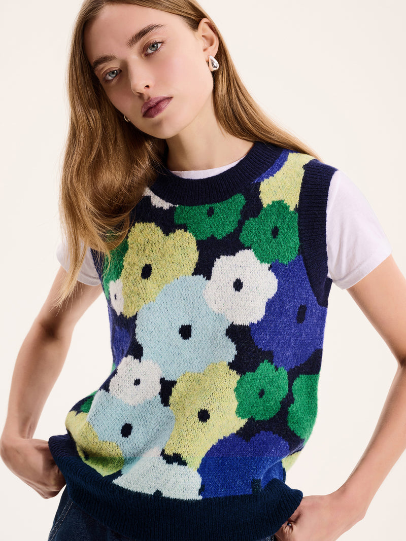 Bobbi Oversized Floral Sweater Vest