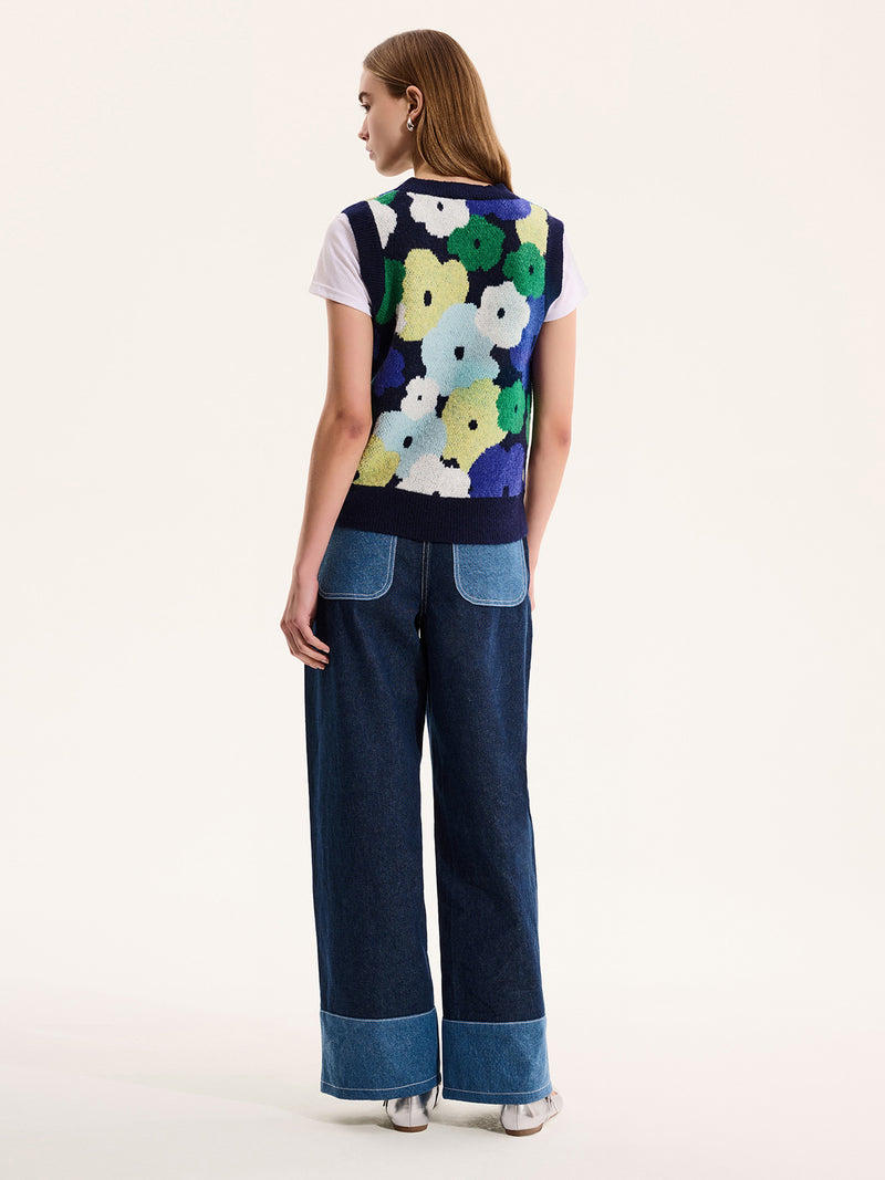 Bobbi Oversized Floral Sweater Vest