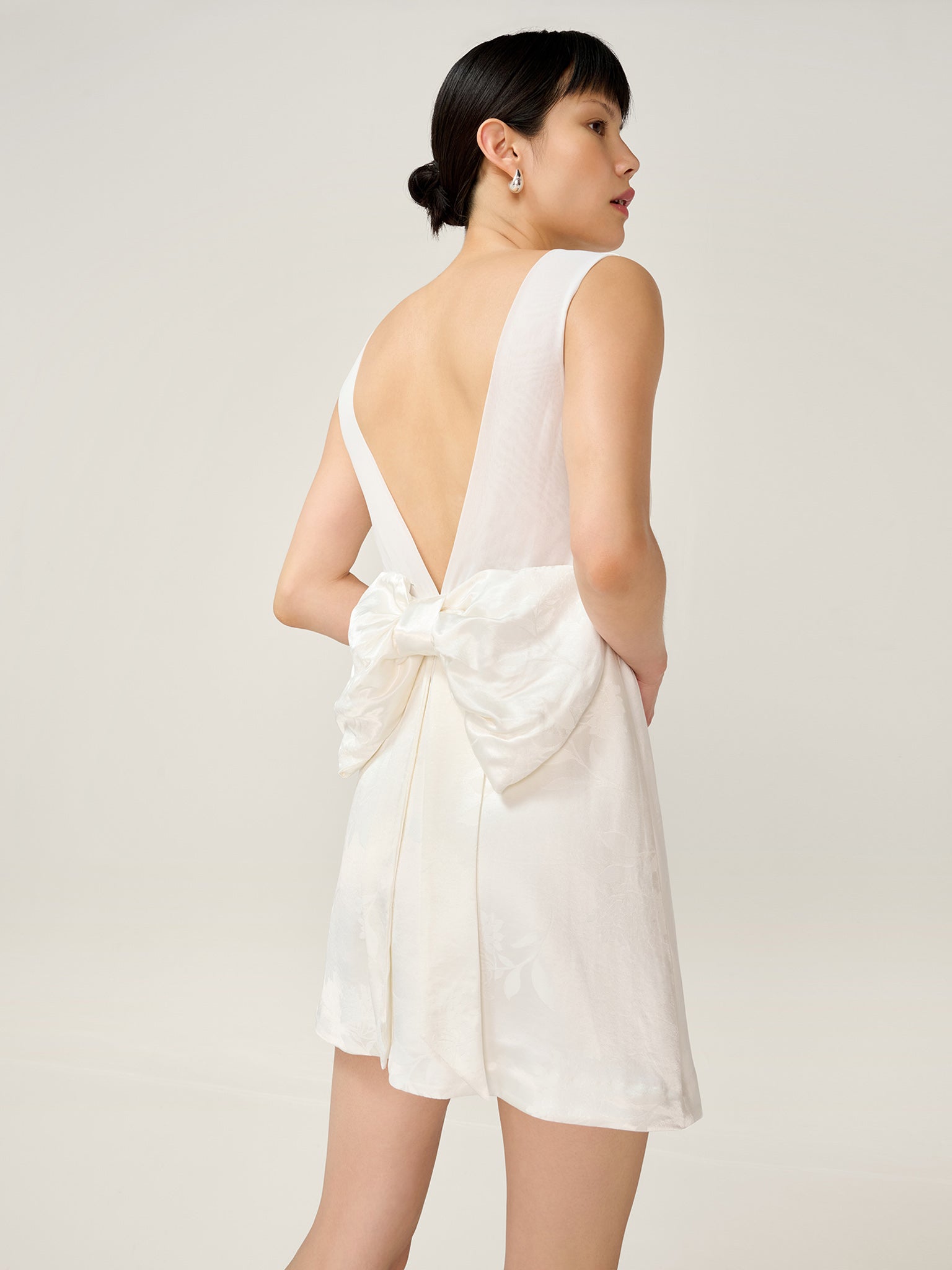 Bowlyn Jacquard Dress in Ivory | OMNES | Ethical & Affordable Clothing | Shop Women's Dresses