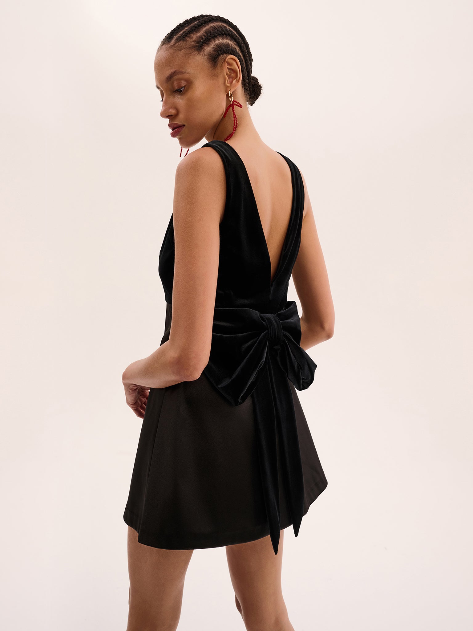 Bowlyn Velvet Bow Dress in Black | OMNES | Ethical & Affordable Clothing Bowlyn Velvet Bow Dress in Black | OMNES | Ethical & Affordable Clothing