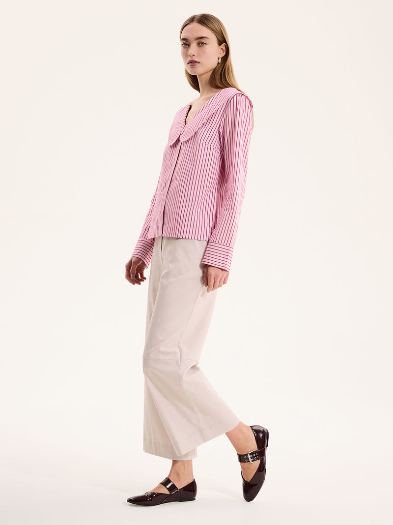 Caitlin Oversized Collar Blouse in Pink