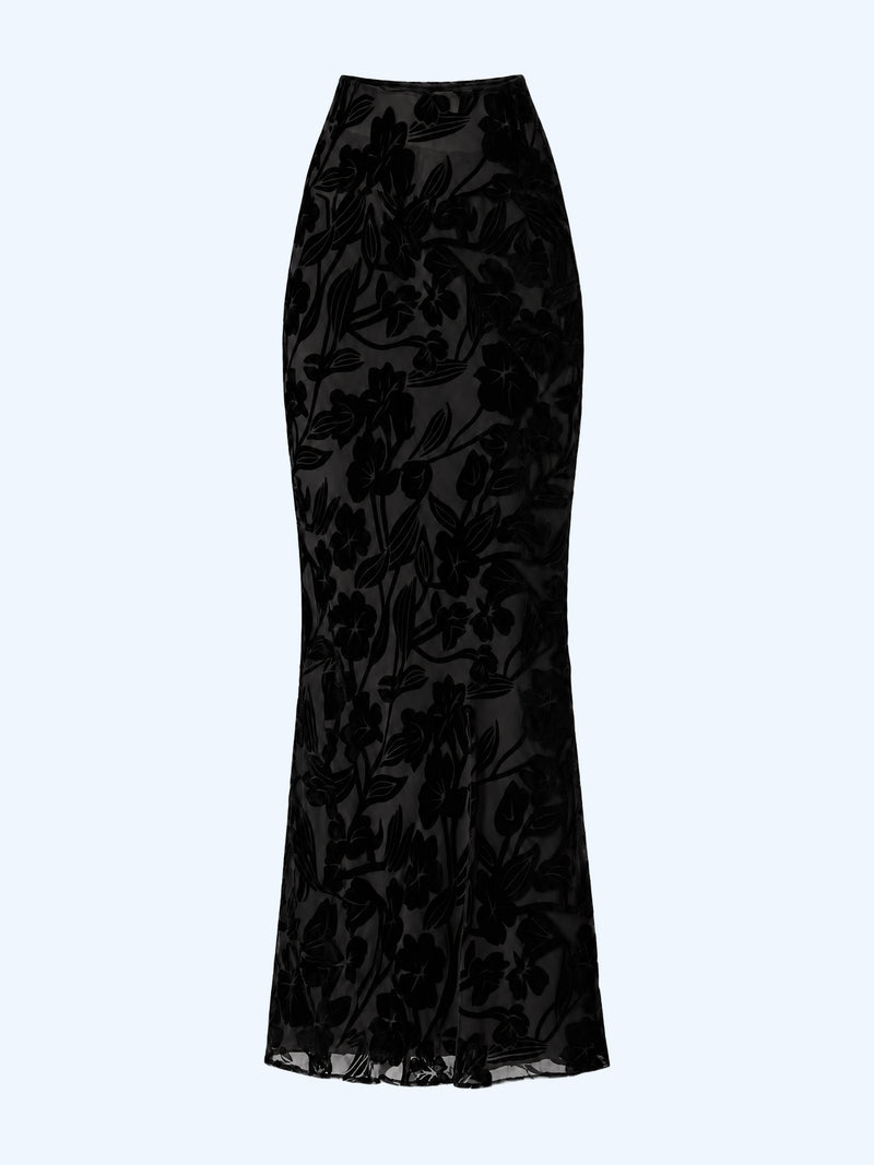 Cierra Skirt in Black Devore