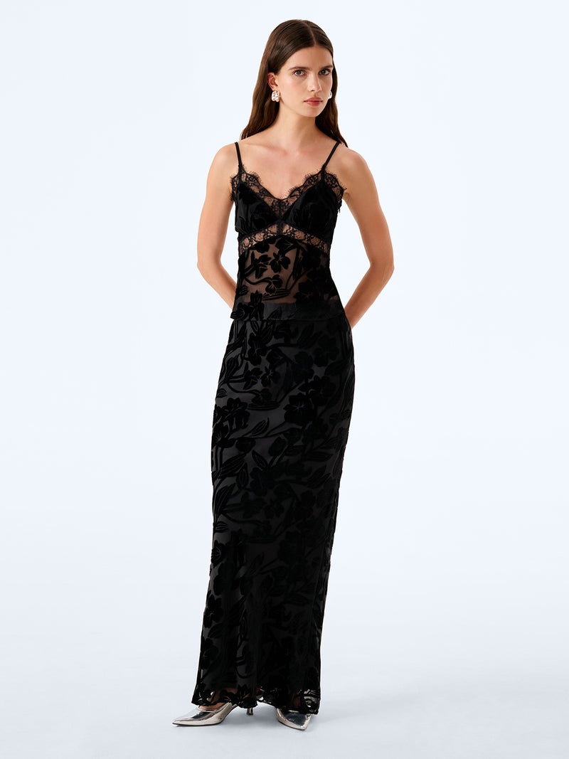 Cierra Skirt in Black Devore