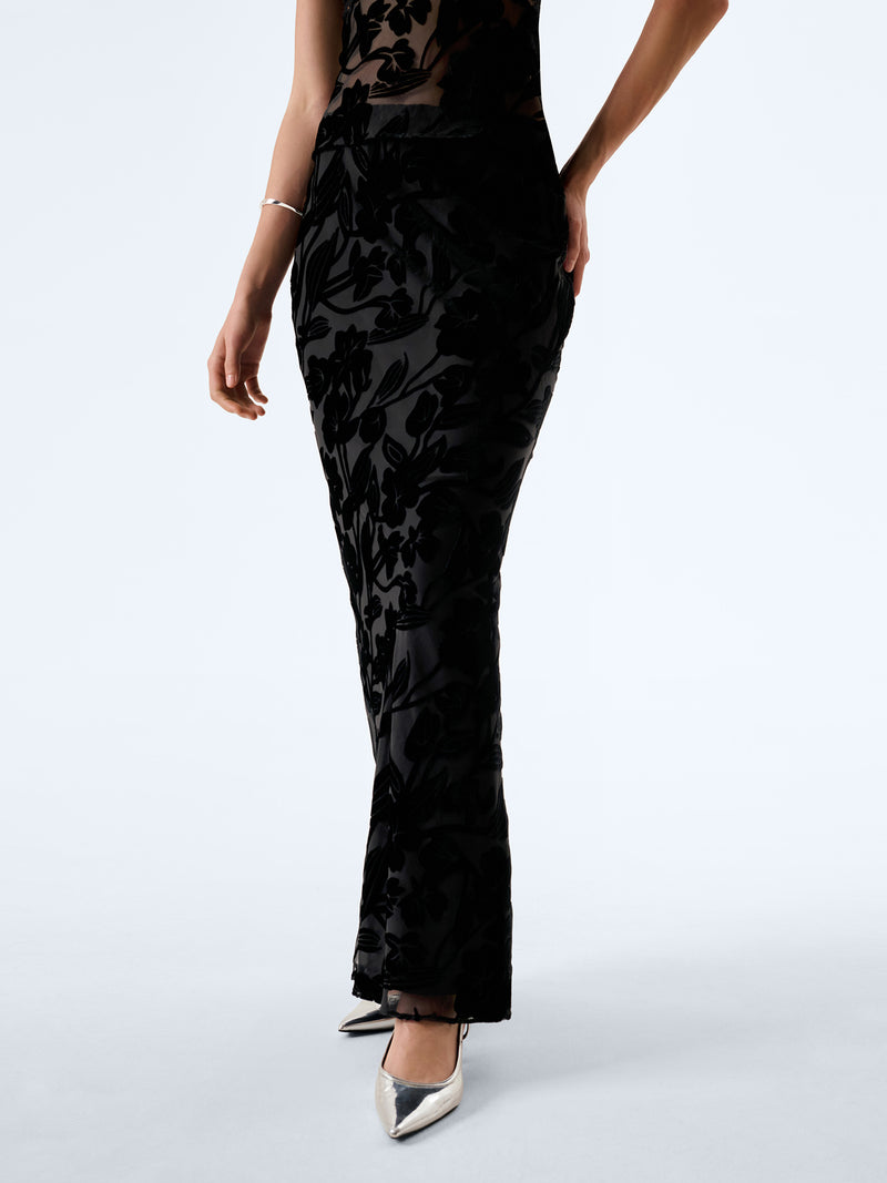 Cierra Skirt in Black Devore