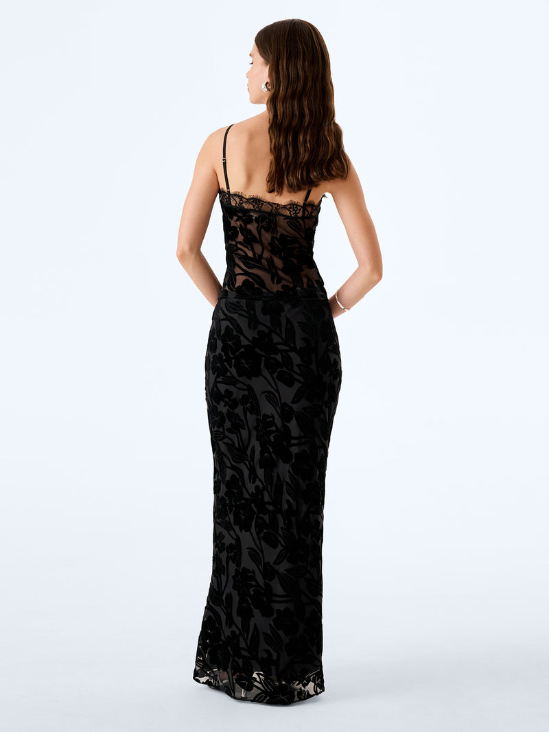 Cierra Skirt in Black Devore
