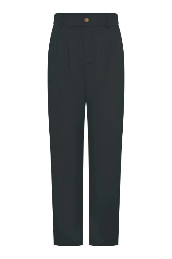 Cinnamon Relaxed Trousers in Cotton/Linen Blend - Black