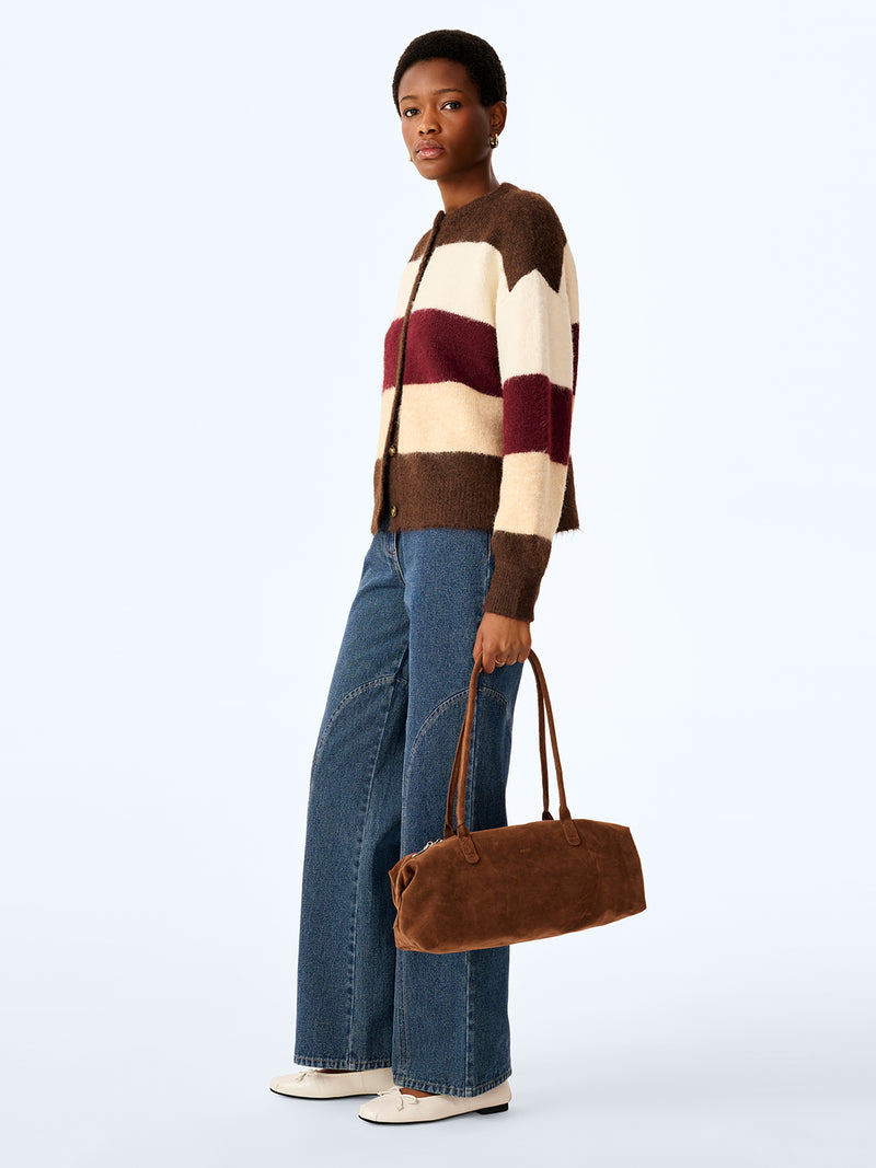 Colby Cardigan in Brown and Cream