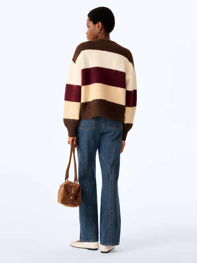 Colby Cardigan in Brown and Cream