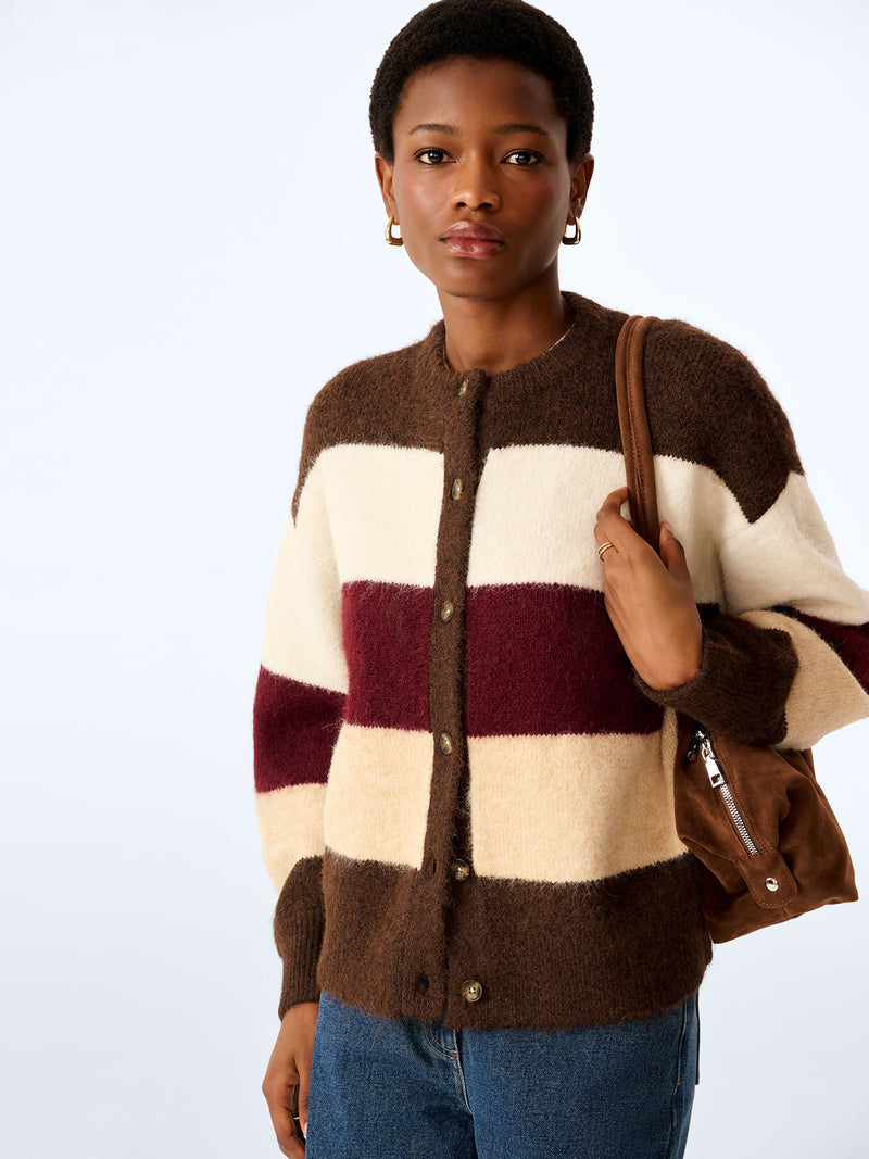 Colby Cardigan in Brown and Cream