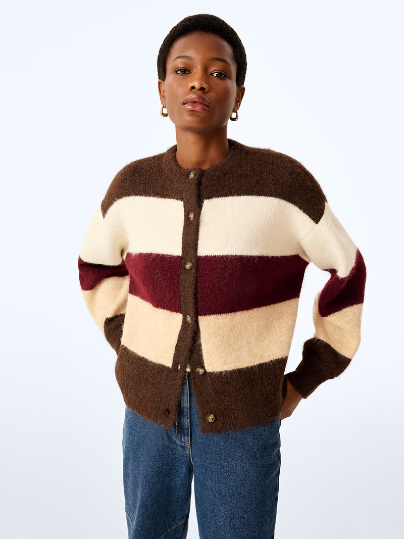 Colby Cardigan in Brown and Cream