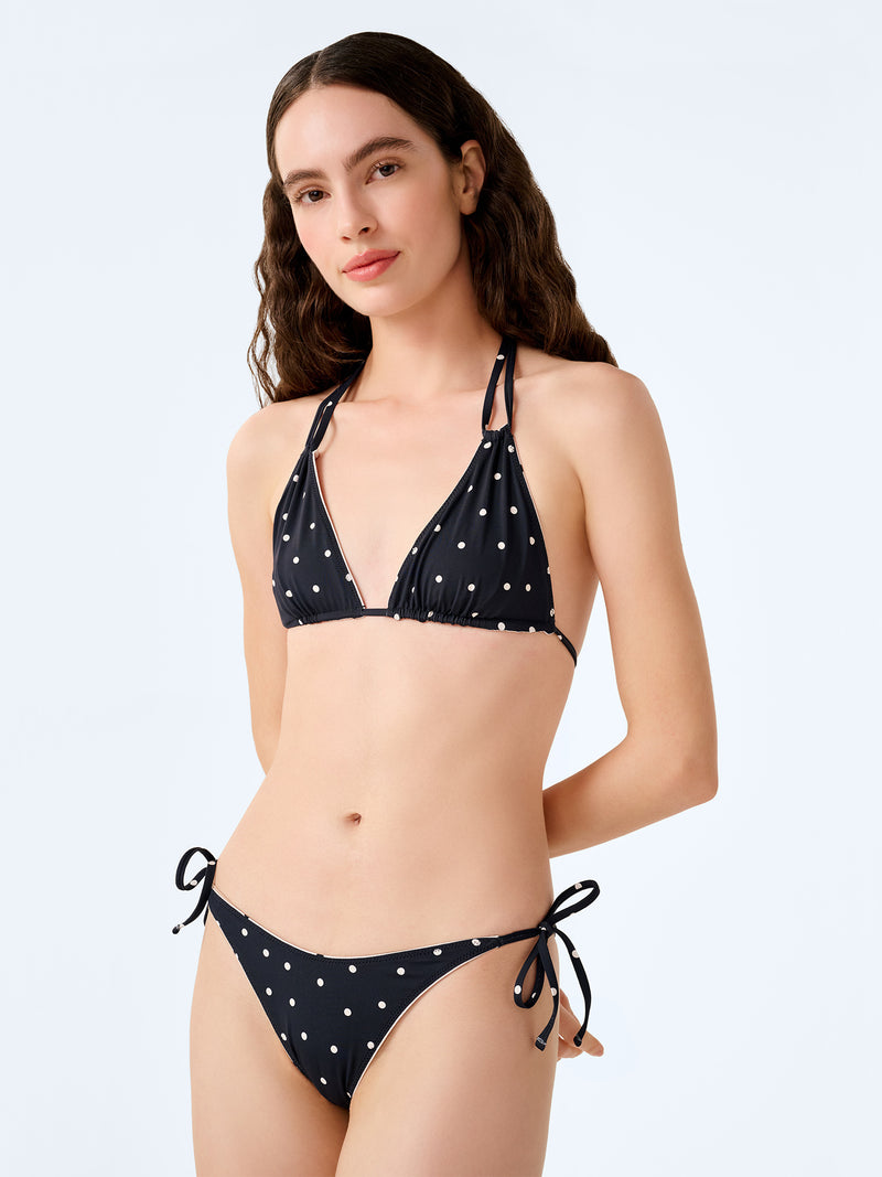 Coral Reversible Bikini Set in White Polka Dot