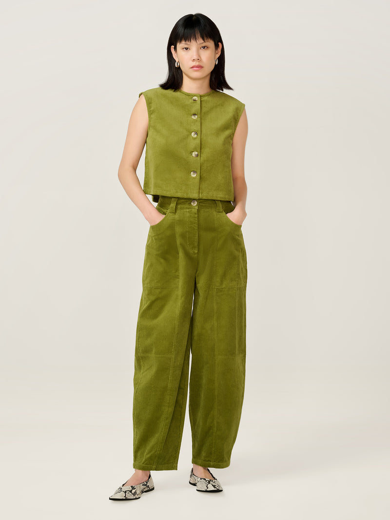 Cosme Cord Top in Moss Green
