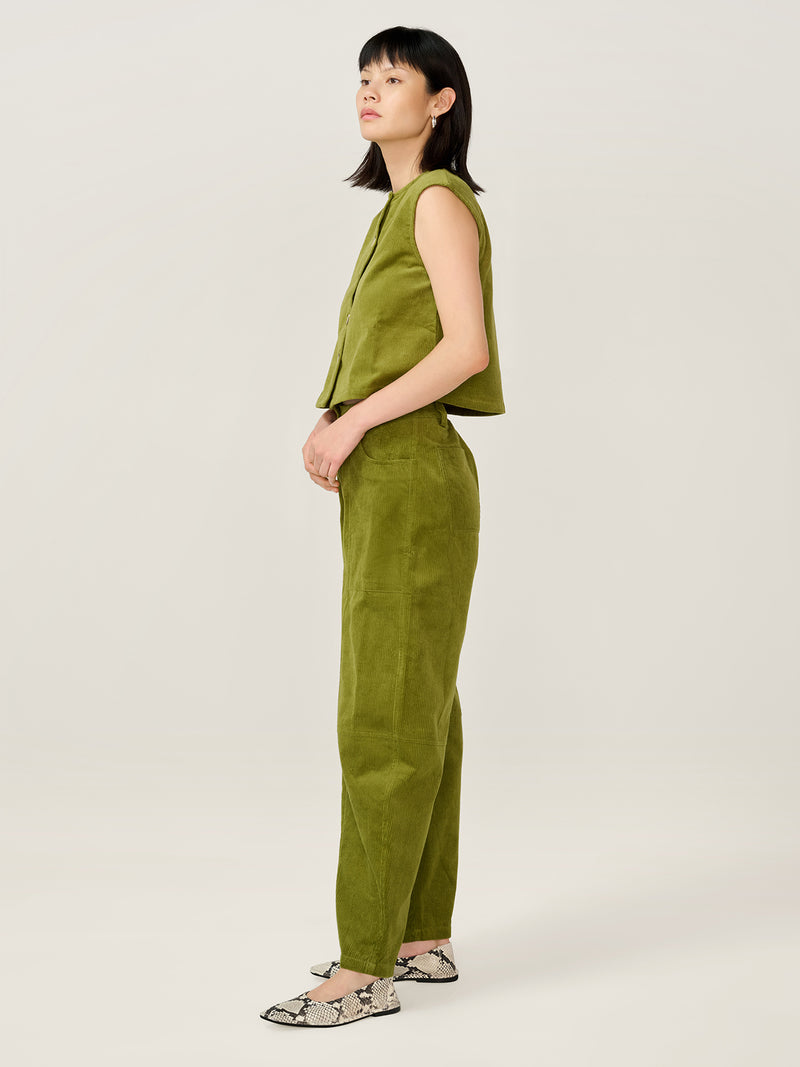 Cosme Cord Top in Moss Green
