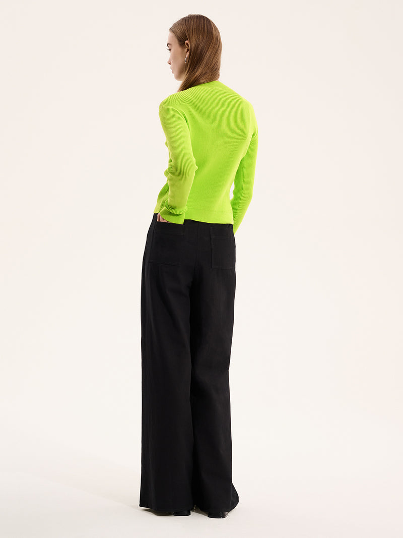 Daisy Rib Cardigan in Lime Green