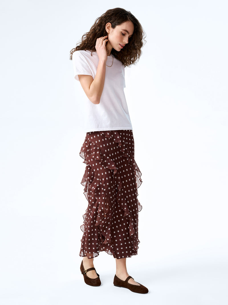 Darline Skirt in Brown Starburst Print