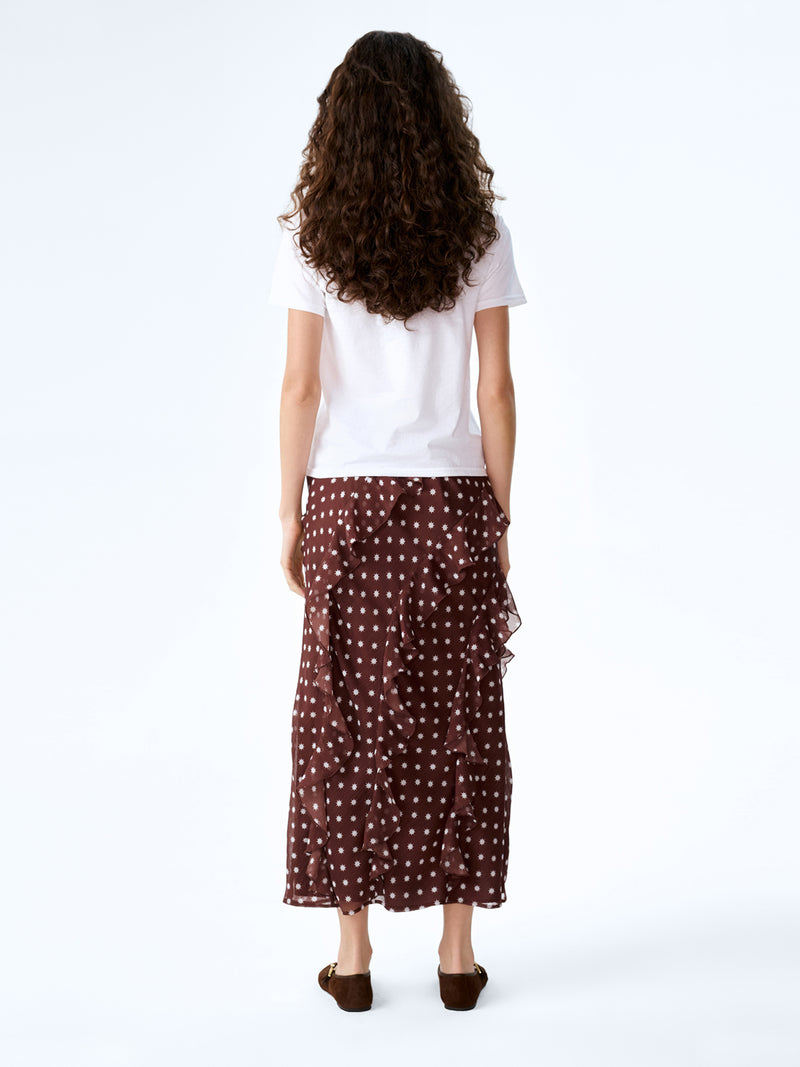 Darline Skirt in Brown Starburst Print