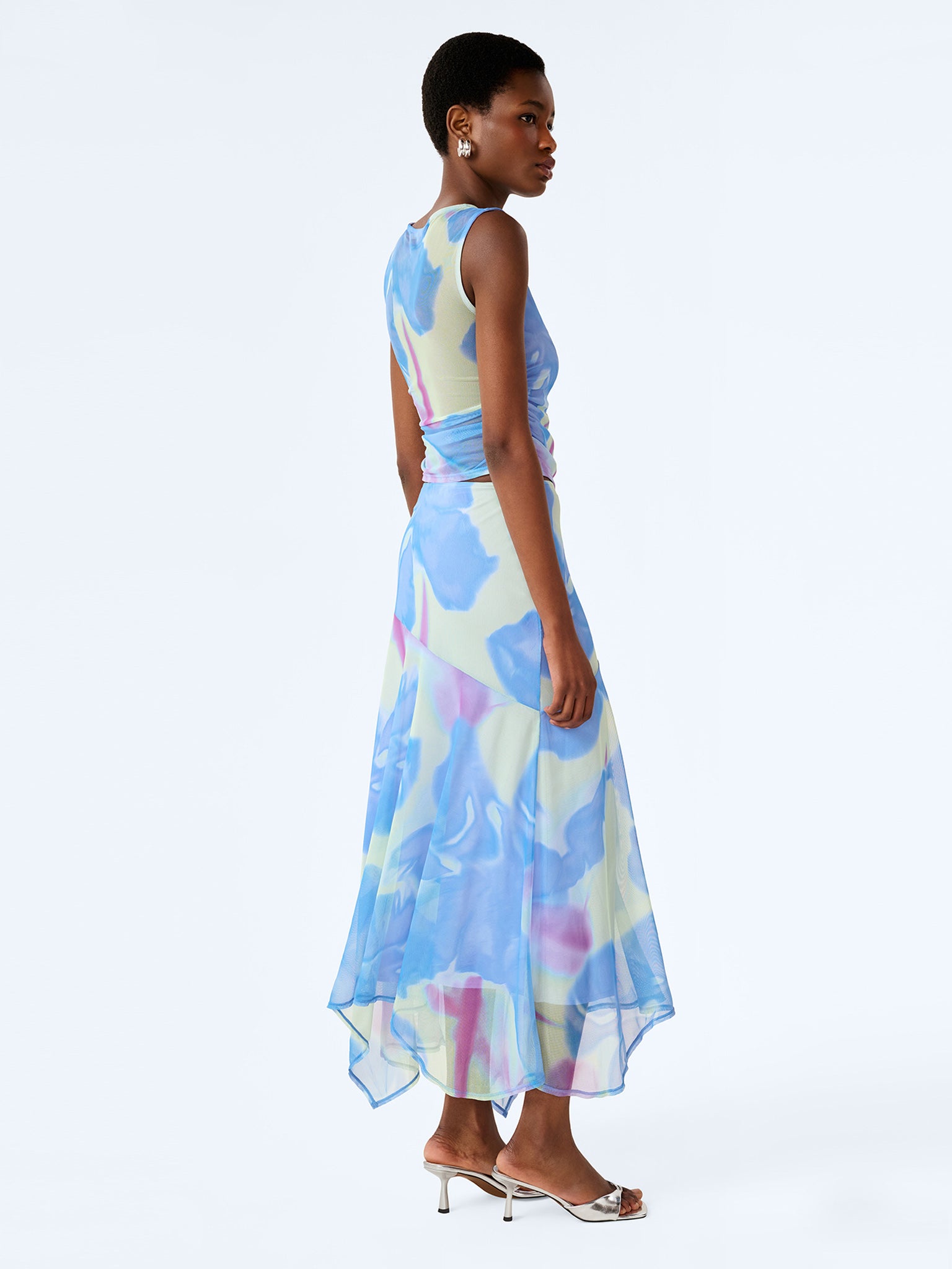 Cruze Skirt in Mint Glitched Floral