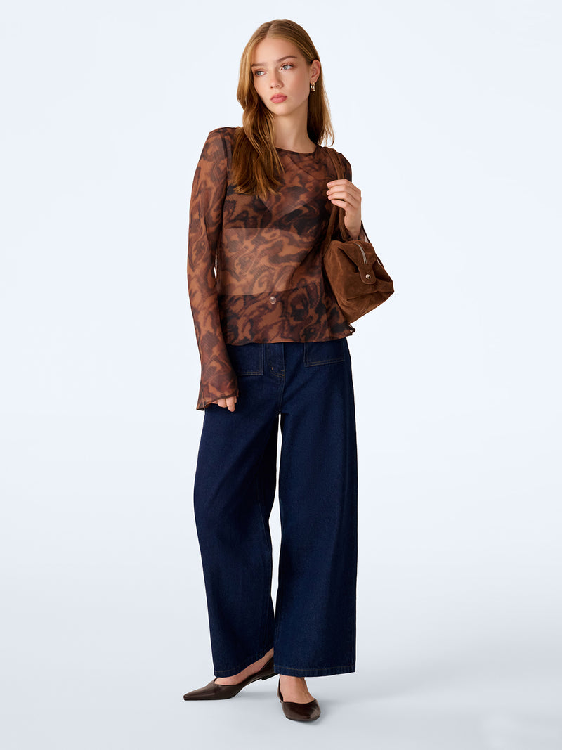 Denver Top in Woodgrain Print