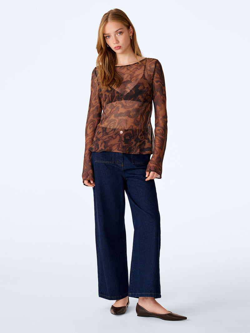 Denver Top in Woodgrain Print