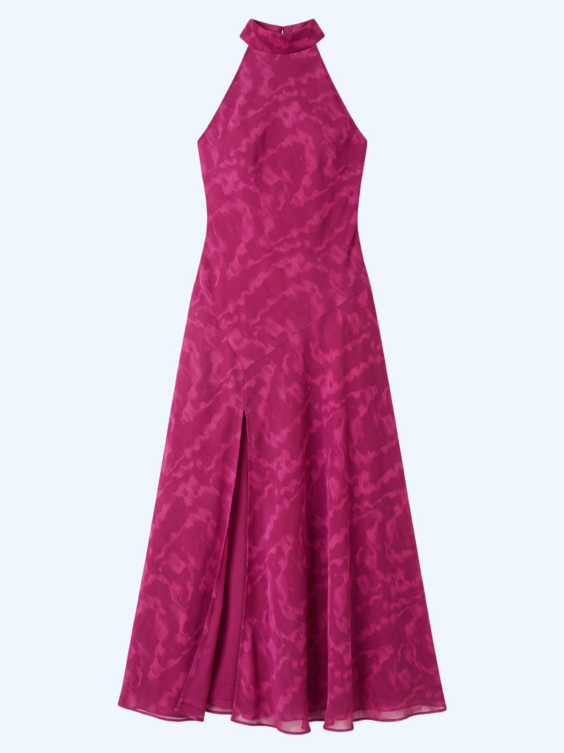 Elsie Dress in Magenta Moire