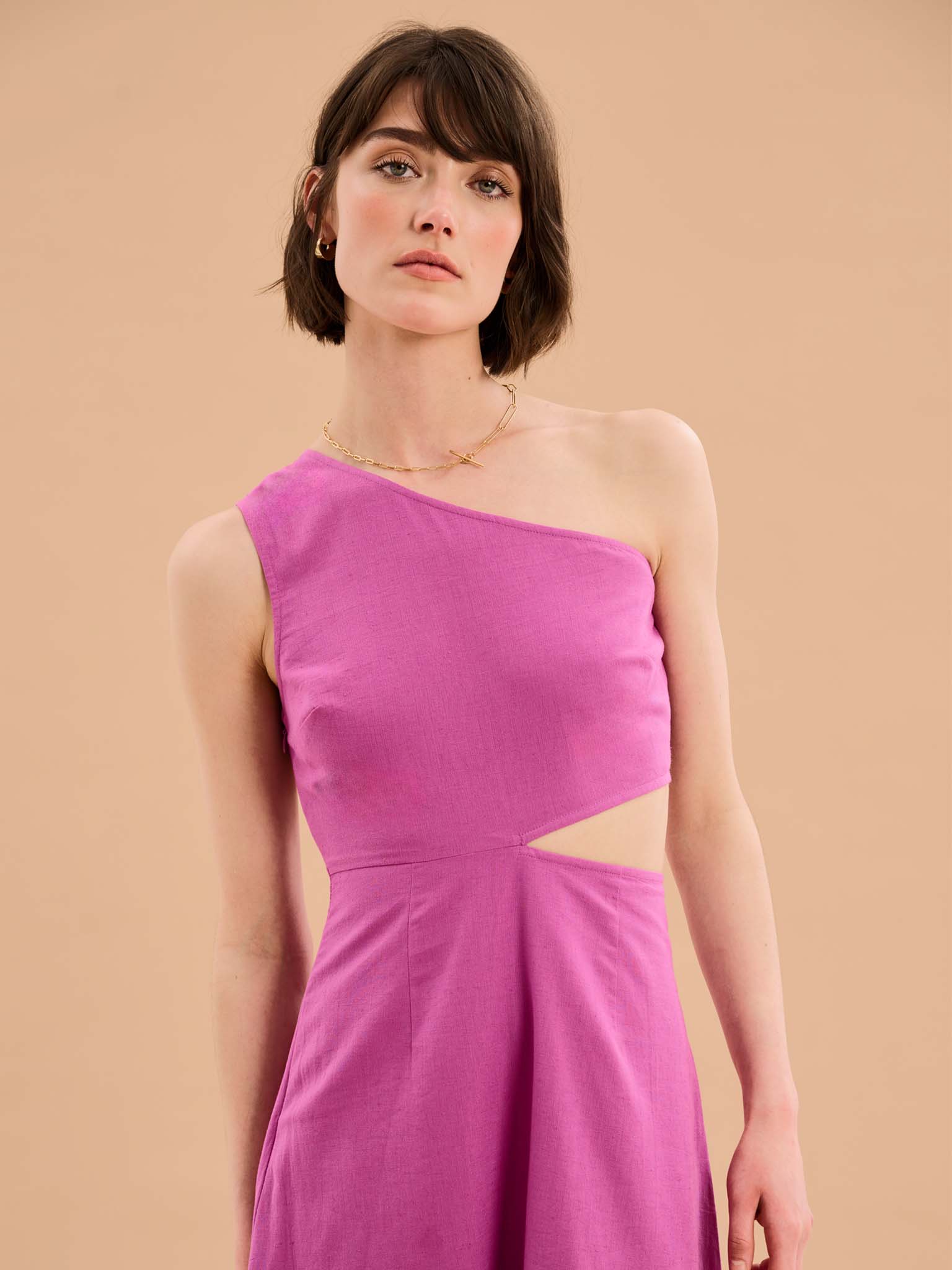 Evaline One Shoulder Dress in Magenta | OMNES | Ethical & Affordable Clothing | Shop Women's Dresses Evaline One Shoulder Dress in Magenta | OMNES | Ethical & Affordable Clothing | Shop Women's Dresses