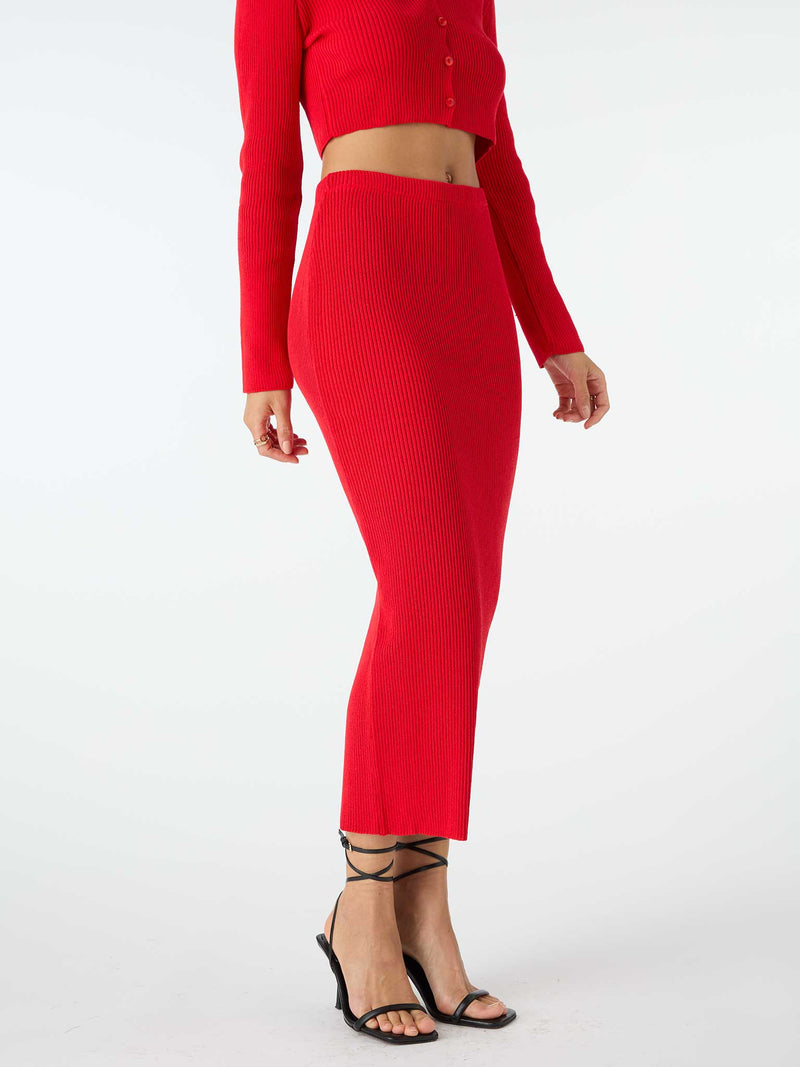 Franklin Midi Skirt in Red