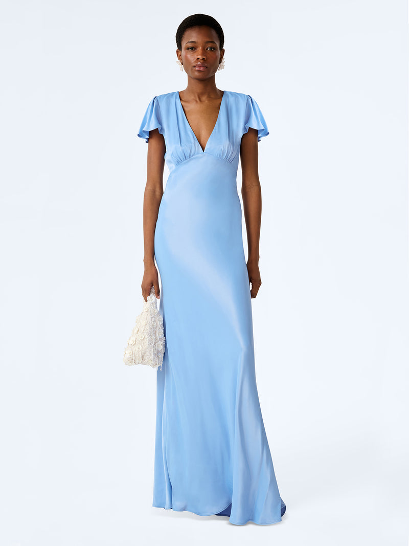 pale blue dress women Light Blue Tiered Maxi Dress | Trendy Women's Dresses