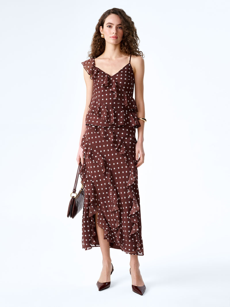 Francie Top in Brown Starburst Print