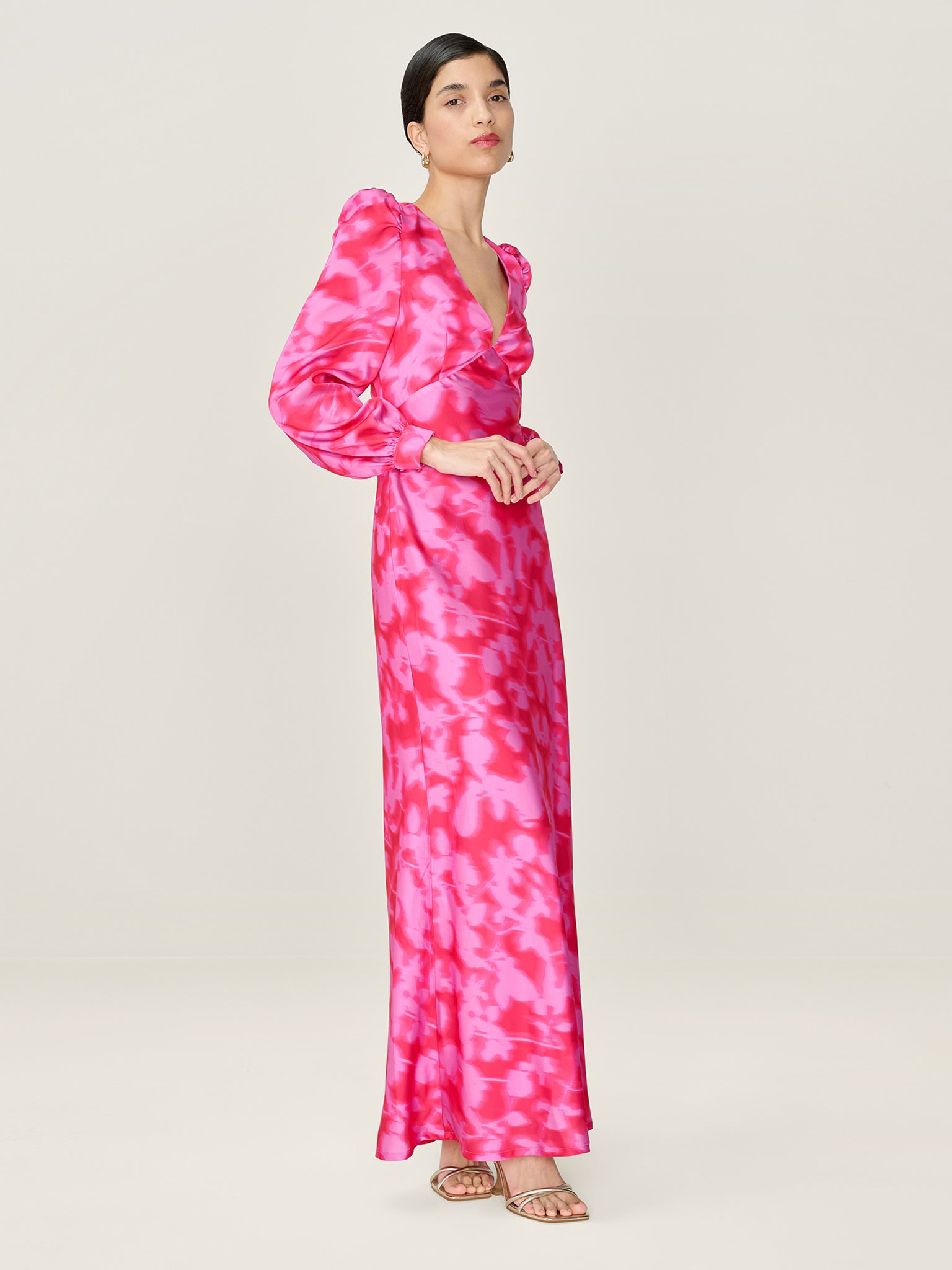 Francoise Dress in Magenta Blurred Floral | OMNES | Dresses