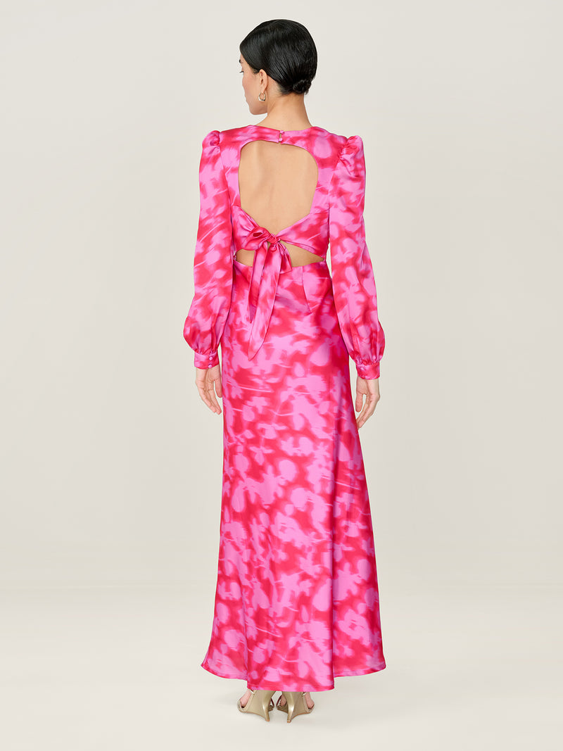 Francoise Dress in Magenta Blurred Floral