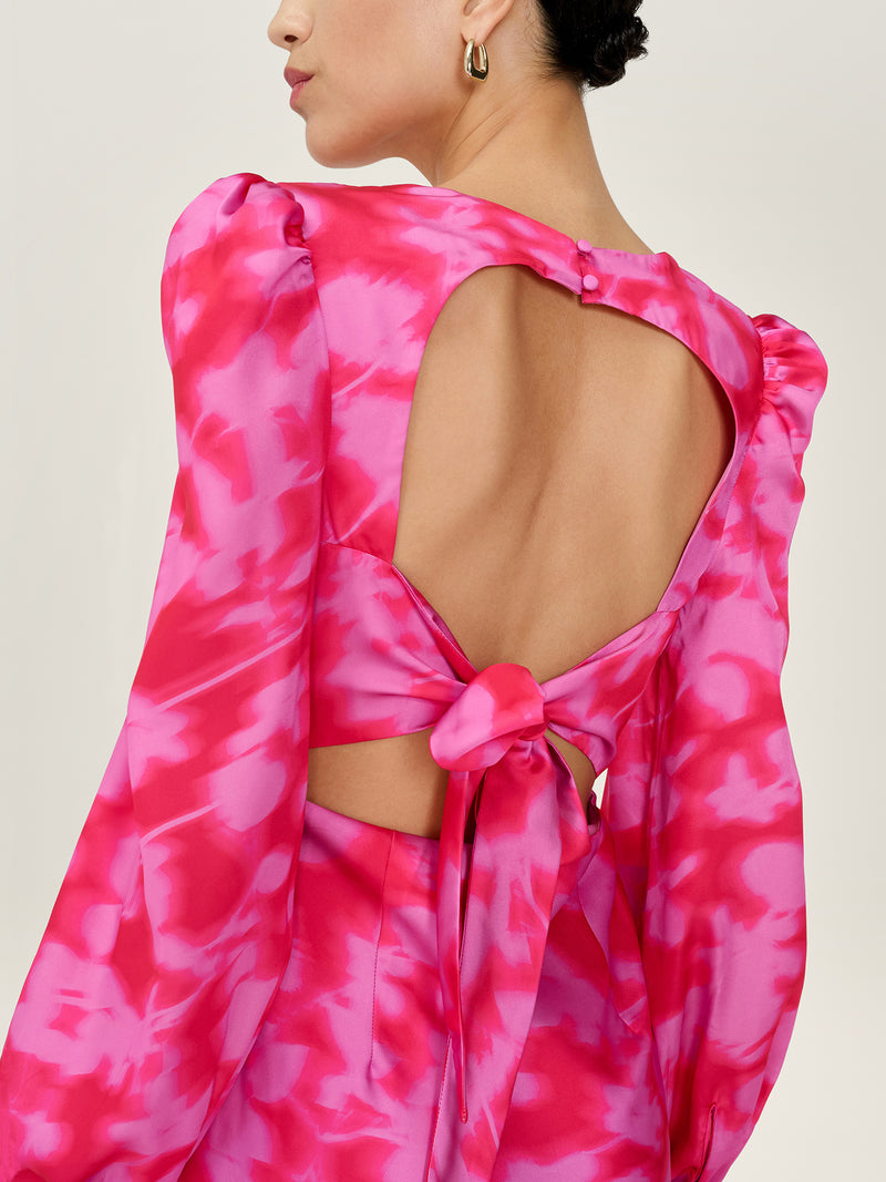 Francoise Dress in Magenta Blurred Floral