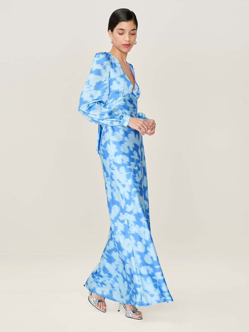 Francoise Dress in Blue Blurred Floral