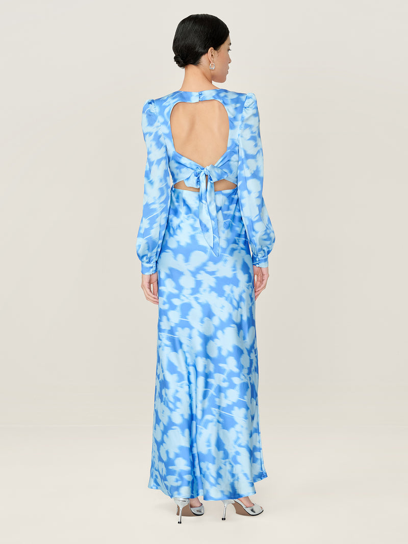 Francoise Dress in Blue Blurred Floral